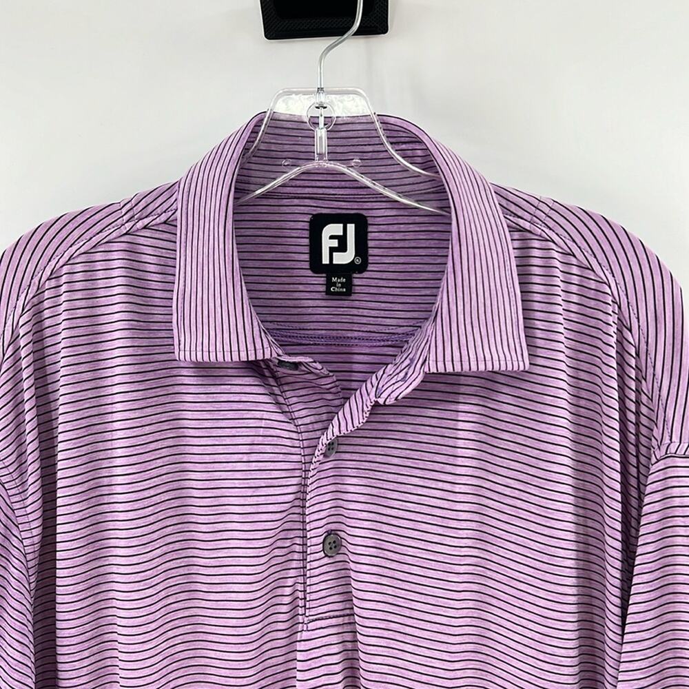 FJ FootJoy Men's Performance Short Sleeve Polo Shirt - Purple/Black - XL